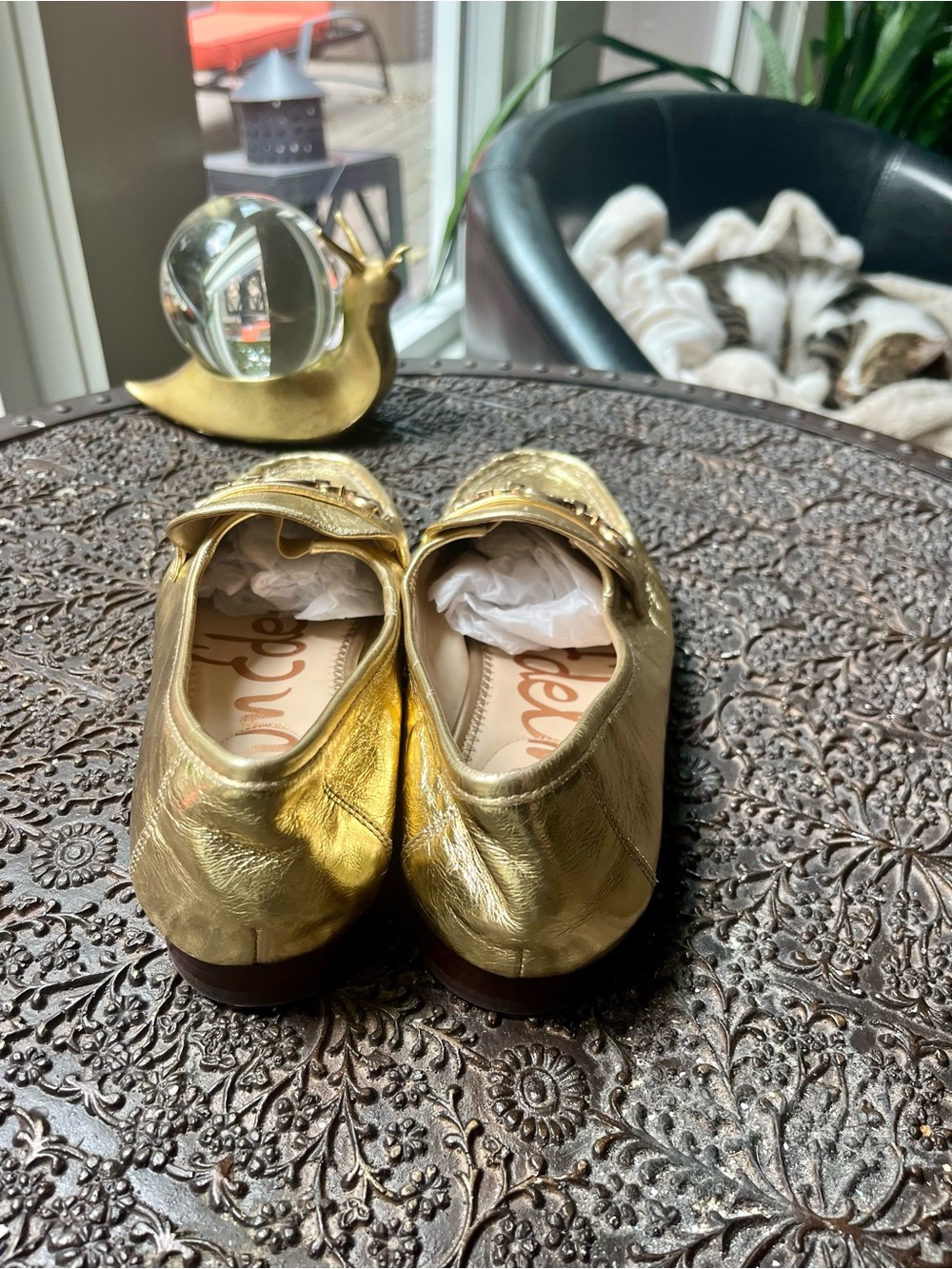 SAM EDELMAN LUCCA BIT LOAFERS IN AMBER GOLD 8.5 - Picture 10 of 11